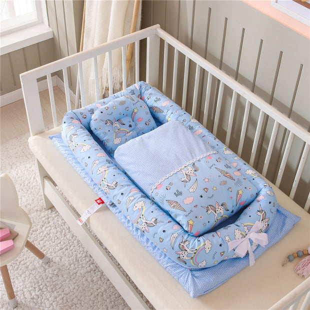 KIDDARA™ Portable Baby Travel Crib – Foldable Bionic Infant Bed with Anti-Pressure Mattress