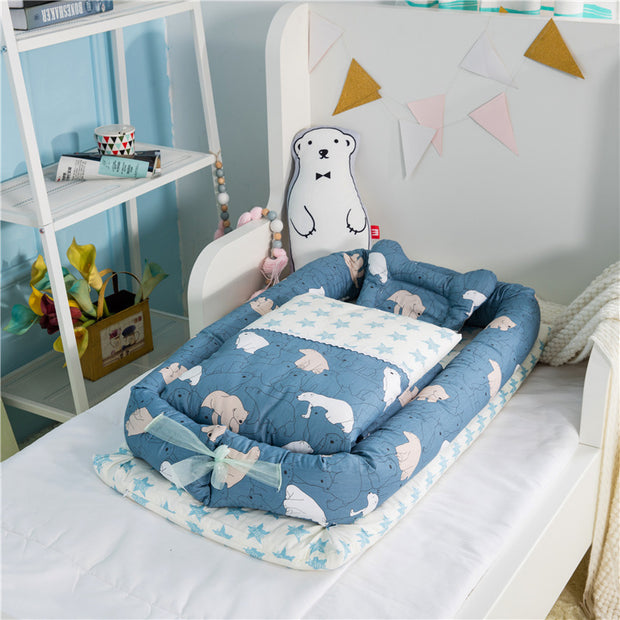 KIDDARA™ Portable Baby Travel Crib – Foldable Bionic Infant Bed with Anti-Pressure Mattress