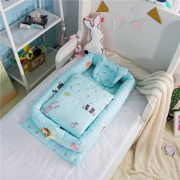 KIDDARA™ Portable Baby Travel Crib – Foldable Bionic Infant Bed with Anti-Pressure Mattress