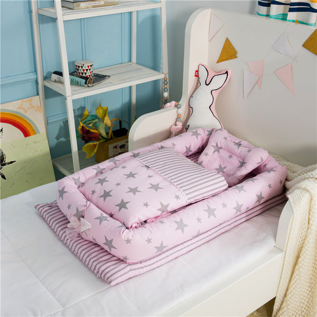 KIDDARA™ Portable Baby Travel Crib – Foldable Bionic Infant Bed with Anti-Pressure Mattress