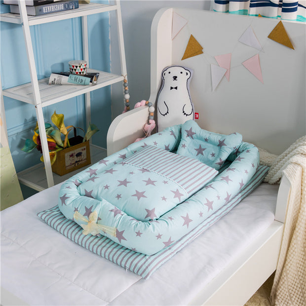 KIDDARA™ Portable Baby Travel Crib – Foldable Bionic Infant Bed with Anti-Pressure Mattress