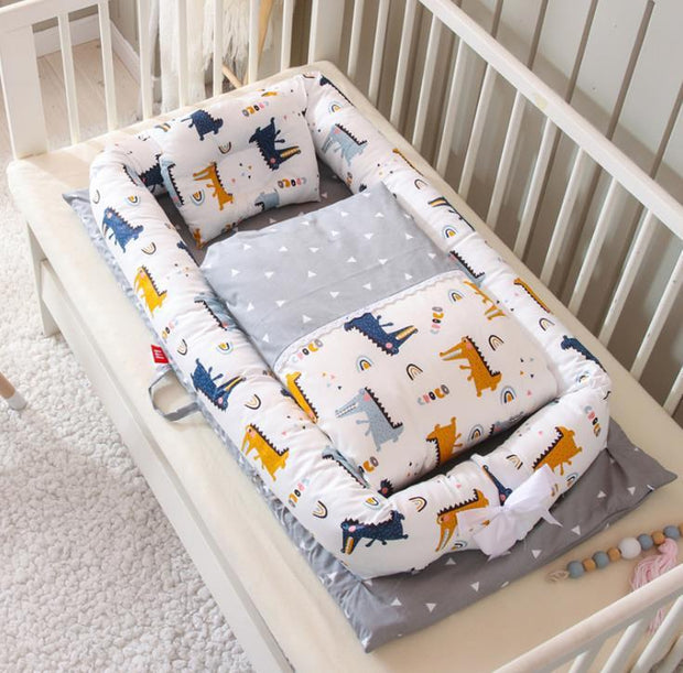 KIDDARA™ Portable Baby Travel Crib – Foldable Bionic Infant Bed with Anti-Pressure Mattress