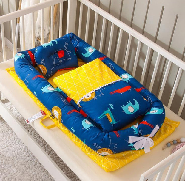 KIDDARA™ Portable Baby Travel Crib – Foldable Bionic Infant Bed with Anti-Pressure Mattress