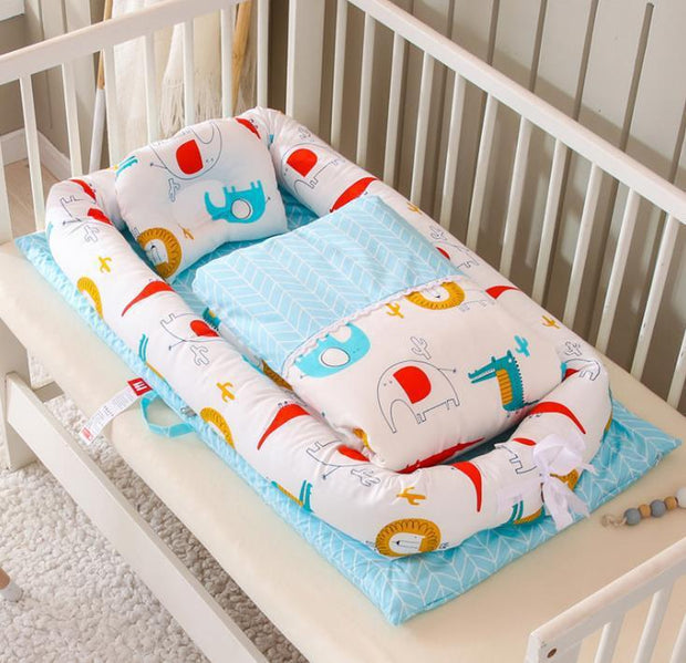 KIDDARA™ Portable Baby Travel Crib – Foldable Bionic Infant Bed with Anti-Pressure Mattress