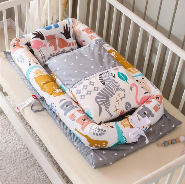 KIDDARA™ Portable Baby Travel Crib – Foldable Bionic Infant Bed with Anti-Pressure Mattress