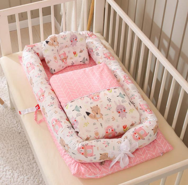 KIDDARA™ Portable Baby Travel Crib – Foldable Bionic Infant Bed with Anti-Pressure Mattress