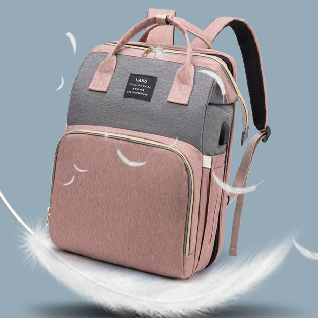 KIDDARA™ 3-in-1 Diaper Bag Backpack – Portable Baby Crib with Insulated Pockets & Changing Station