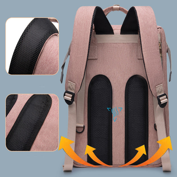 KIDDARA™ 3-in-1 Diaper Bag Backpack – Portable Baby Crib with Insulated Pockets & Changing Station